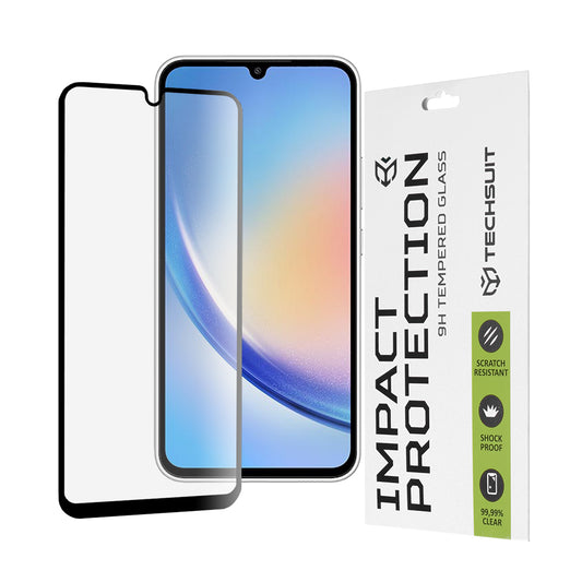 Techsuit skjermbeskyttelsesfilm for Samsung Galaxy A34 A346, Herdet glass, Full lim, 111D, Svart