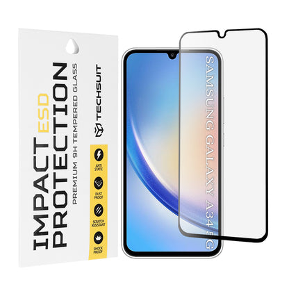 Techsuit skjermbeskyttelsesfilm for Samsung Galaxy A34 A346, Herdet glass, Full lim, Svart