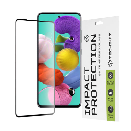 Techsuit skjermbeskyttelsesfilm for Samsung Galaxy A51 5G A516 / A51 A515, Herdet glass, Full lim, 111D, Svart