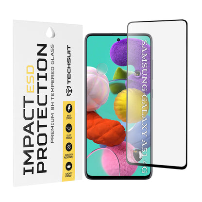 Techsuit skjermbeskyttelsesfilm for Samsung Galaxy A51 5G A516 / A51 A515, Herdet glass, Full lim, Svart