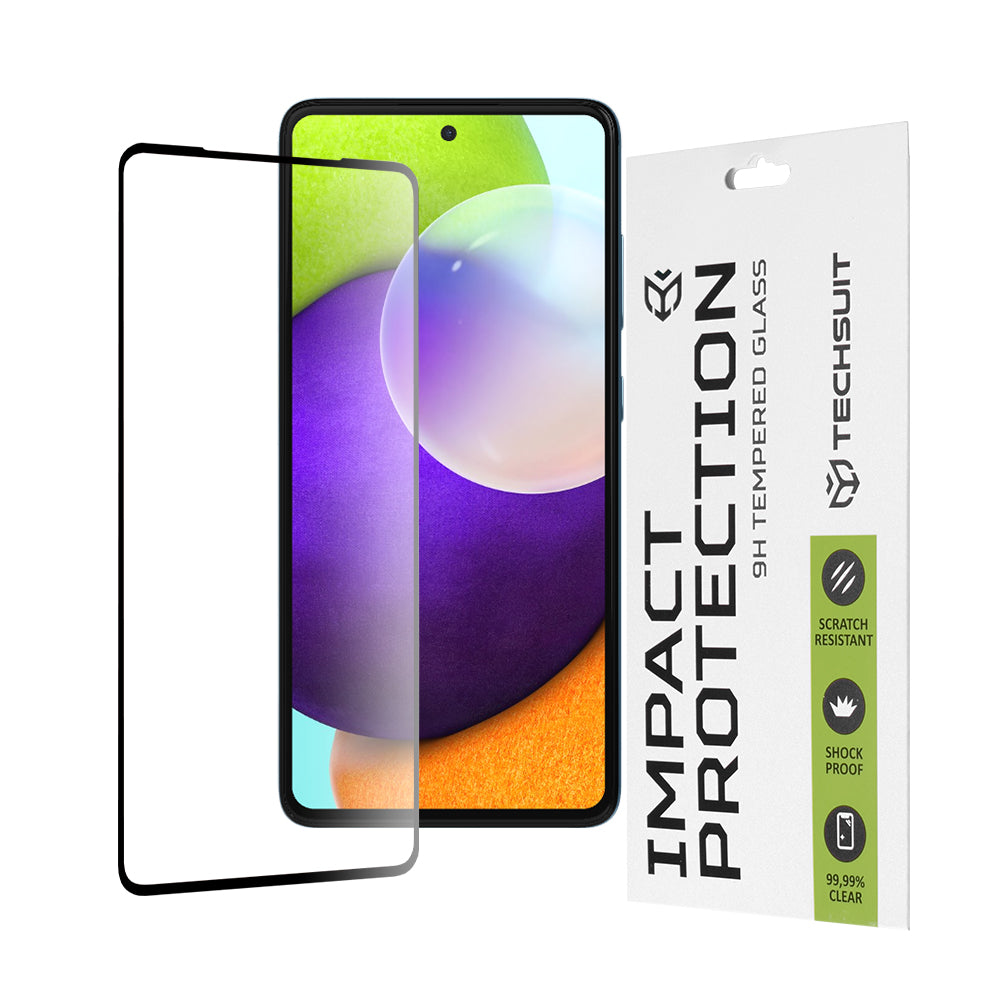 Techsuit skjermbeskyttelsesfilm for Samsung Galaxy A52s 5G A528 / A52 5G A526 / A52 A525, Herdet glass, Full lim, 111D, Svart