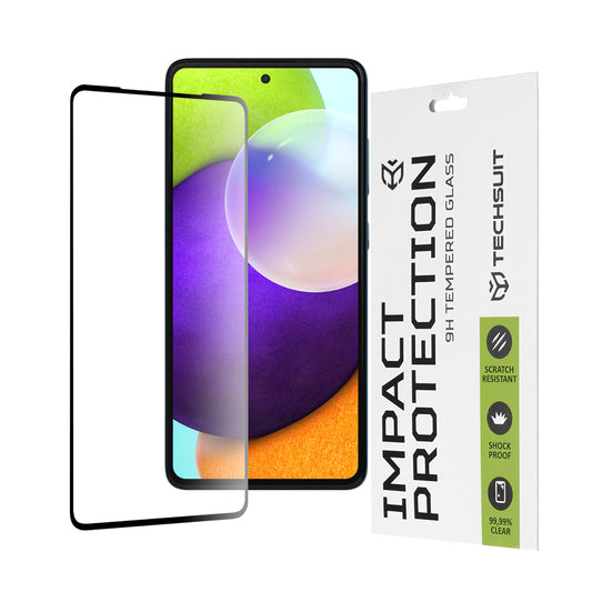 Techsuit skjermbeskyttelsesfilm for Samsung Galaxy A52s 5G A528 / A52 5G A526 / A52 A525, Herdet glass, Full lim, 111D, Svart