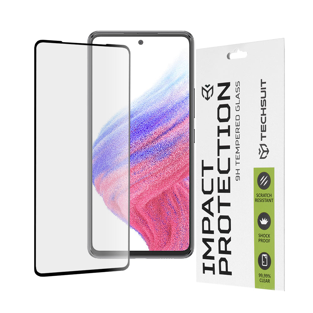 Techsuit skjermbeskyttelsesfilm for Samsung Galaxy A53 5G A536, Herdet glass, Full lim, 111D, Svart