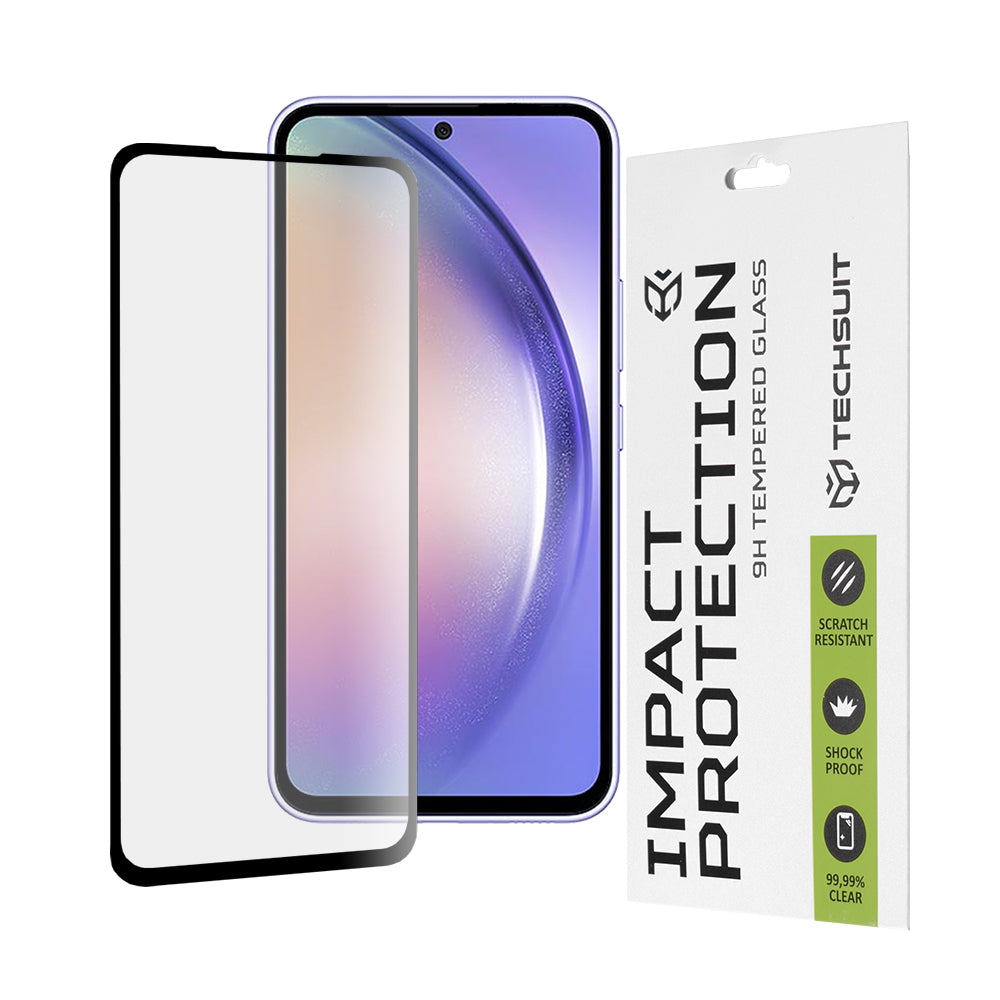 Techsuit skjermbeskyttelsesfilm for Samsung Galaxy A54 A546, Herdet glass, Full lim, 111D, Svart