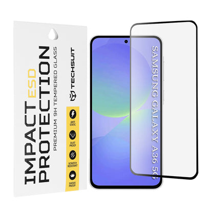 Techsuit skjermbeskyttelsesfilm for Samsung Galaxy A56 A566 / A36 A366, Herdet glass, Full lim, Svart