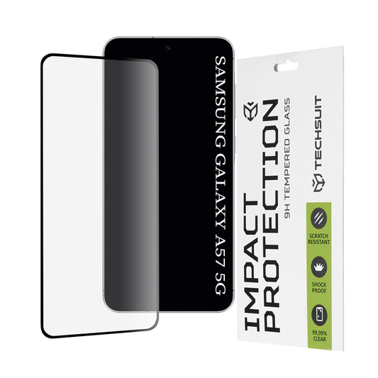 Skjermbeskyttelsesfolie Techsuit for Samsung Galaxy A57 5G, Herdet glass, Full lim, 111D, Svart