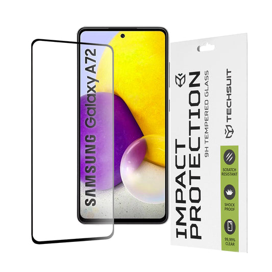 Techsuit skjermbeskyttelsesfilm for Samsung Galaxy A72 A725 / A72 5G A726, Herdet glass, Full lim, 111D, Svart