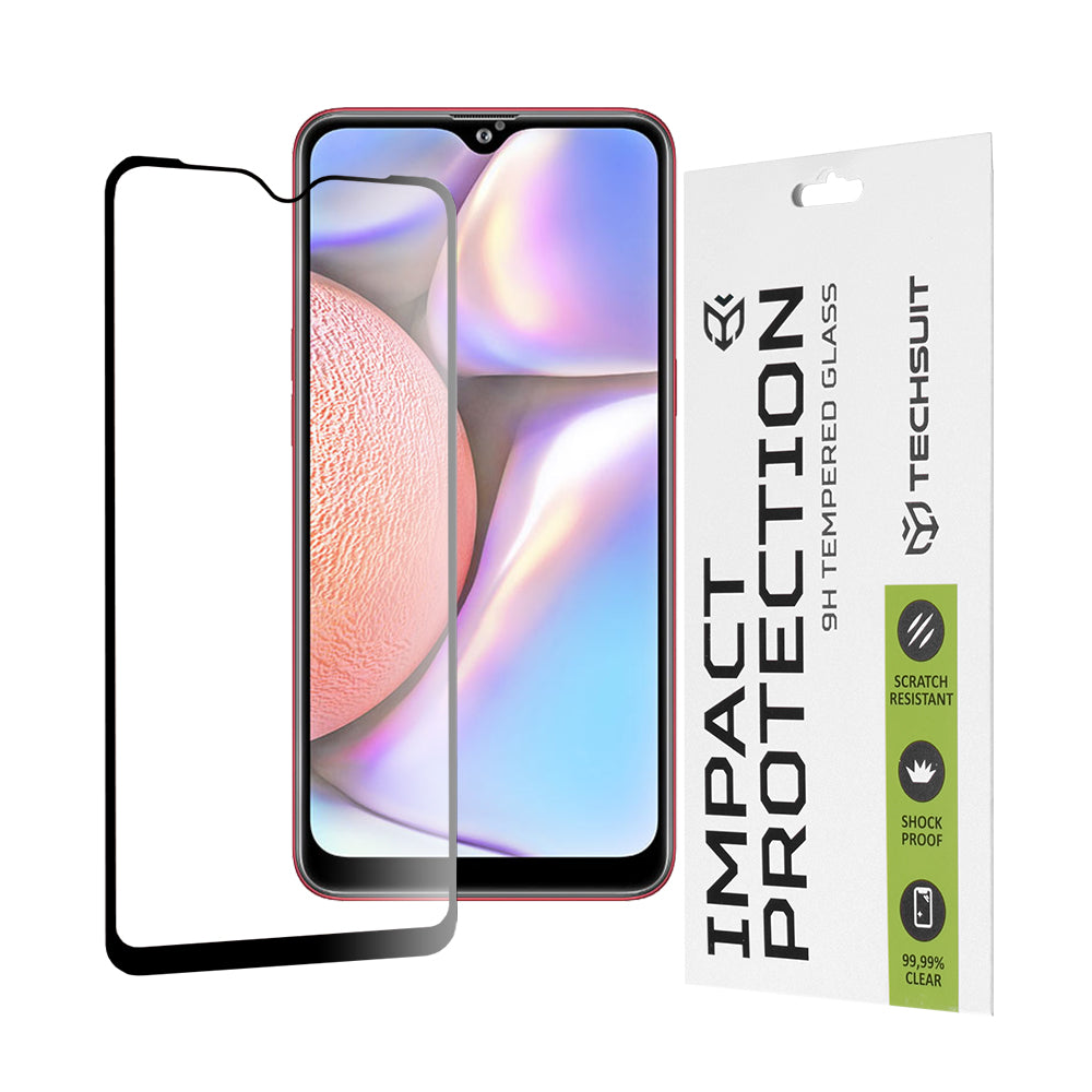 Techsuit skjermbeskyttelsesfilm for Samsung Galaxy M01s M017 / A10s A107 / A10 A105 / M10 M105, Herdet glass, Full lim, 111D, Svart
