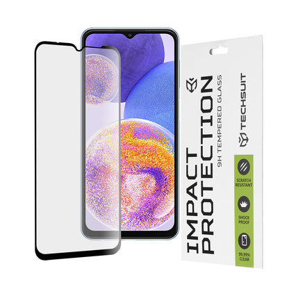 Techsuit skjermbeskyttelsesfilm for Samsung Galaxy M13 M135 / F13 E135 / A23 5G A236 / A23 A235, Herdet glass, Full lim, 111D, Svart