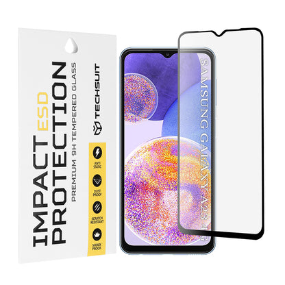 Techsuit skjermbeskyttelsesfilm for Samsung Galaxy M13 M135 / F13 E135 / A23 5G A236 / A23 A235 / M23 M236, Herdet glass, Full lim, Svart