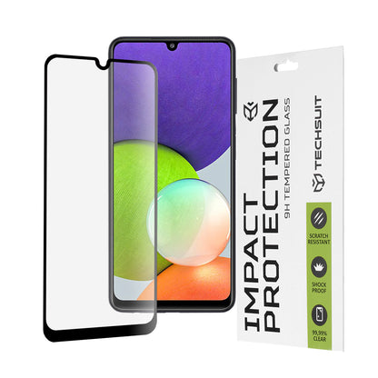 Techsuit skjermbeskyttelse for Samsung Galaxy M22 M225 / A22 A225, Herdet glass, Full lim, 111D, Svart
