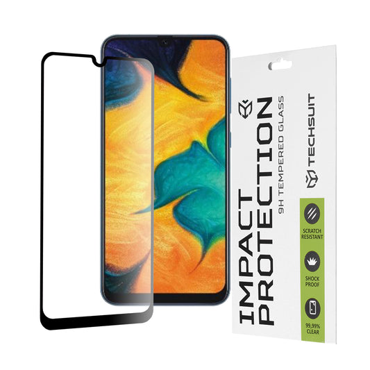 Techsuit skjermbeskyttelsesfilm for Samsung Galaxy M31 M315 / M21 M215 / A50s A507 / A30s A307, Herdet glass, Full lim, 111D, Svart