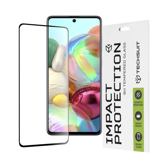Techsuit skjermbeskyttelsesfilm for Samsung Galaxy M51 M515 / A71 5G A716 / Note10 Lite N770, Herdet glass, Full lim, 111D, Svart