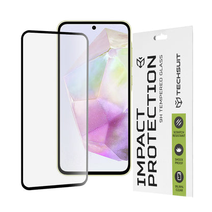 Techsuit skjermbeskyttelsesfilm for Samsung Galaxy M56 M566 / M35 / A55 5G A556 / A35 5G A356, Herdet glass, Full lim, 111D, Svart