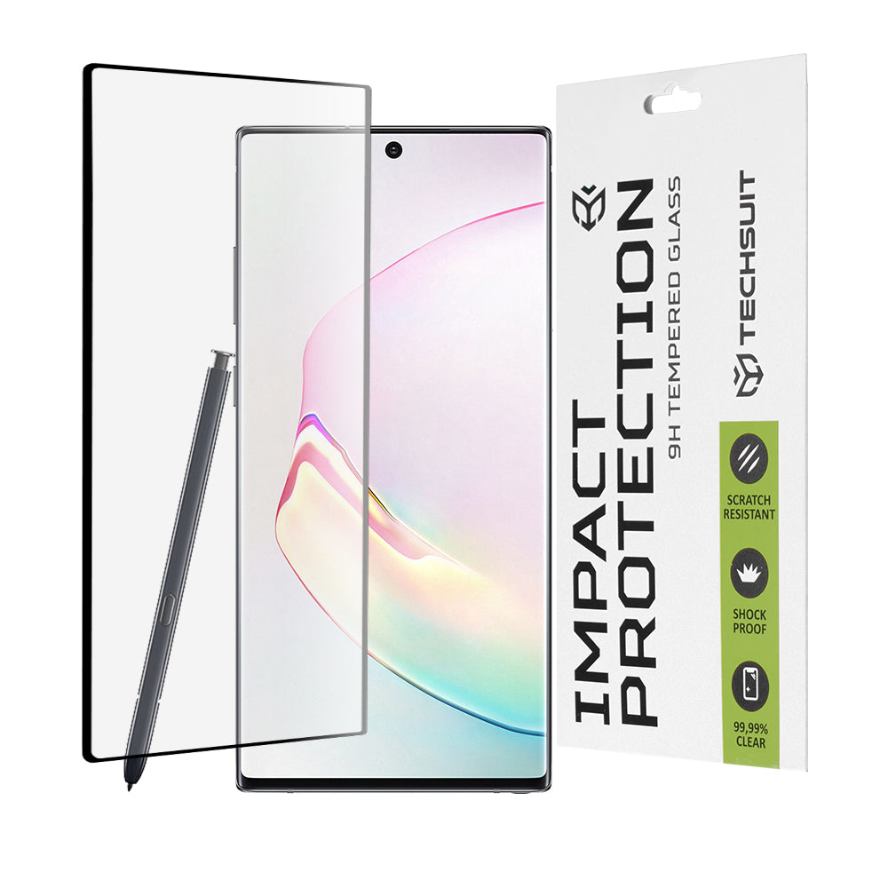 Techsuit skjermbeskyttelsesfilm for Samsung Galaxy Note 10 5G N971 / Note10 N970, Herdet glass, Full lim, 111D, Svart
