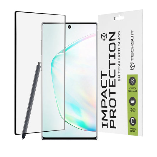 Techsuit skjermbeskyttelsesfilm for Samsung Galaxy Note 10+ 5G N976 / Note 10+ N975, Herdet glass, Full lim, 111D, Svart