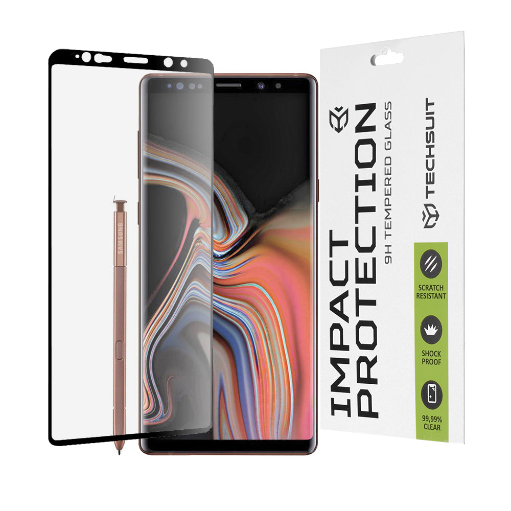 Techsuit skjermbeskyttelse for Samsung Galaxy Note 9 N960, Herdet glass, Full lim, 111D, Svart