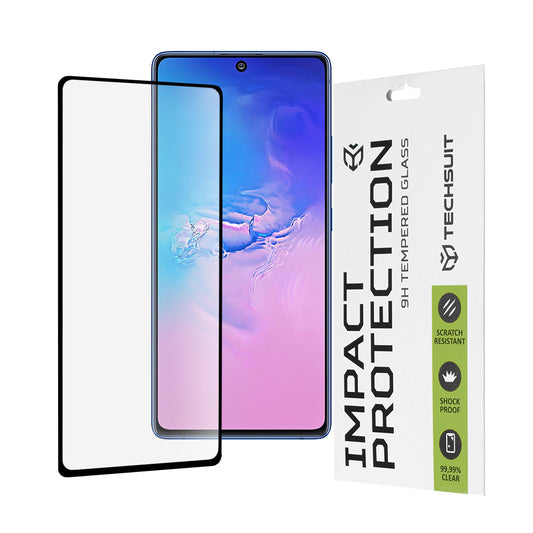 Techsuit skjermbeskyttelse for Samsung Galaxy S10 Lite G770, Herdet glass, Full lim, 111D, Svart