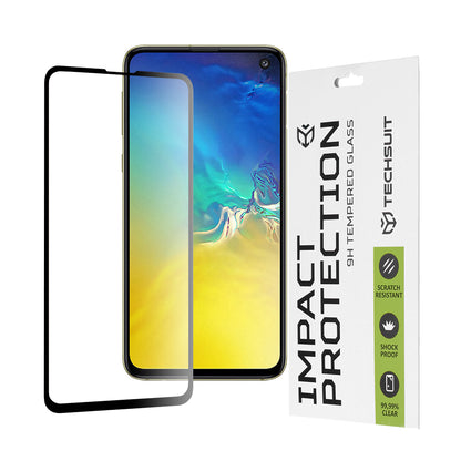 Techsuit skjermbeskyttelse for Samsung Galaxy S10e G970, Herdet glass, Full lim, 111D, Svart