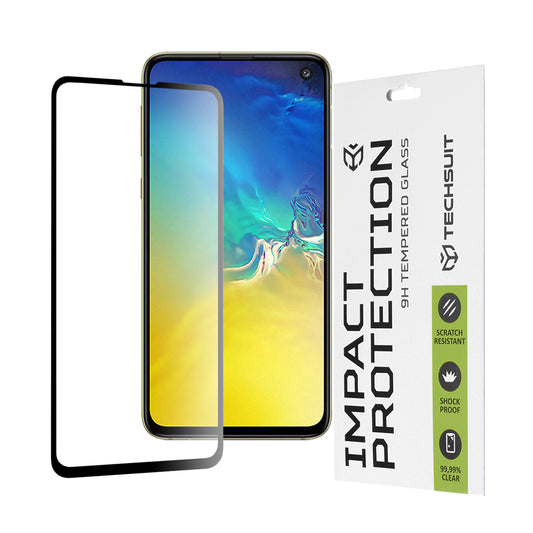 Techsuit skjermbeskyttelse for Samsung Galaxy S10e G970, Herdet glass, Full lim, 111D, Svart