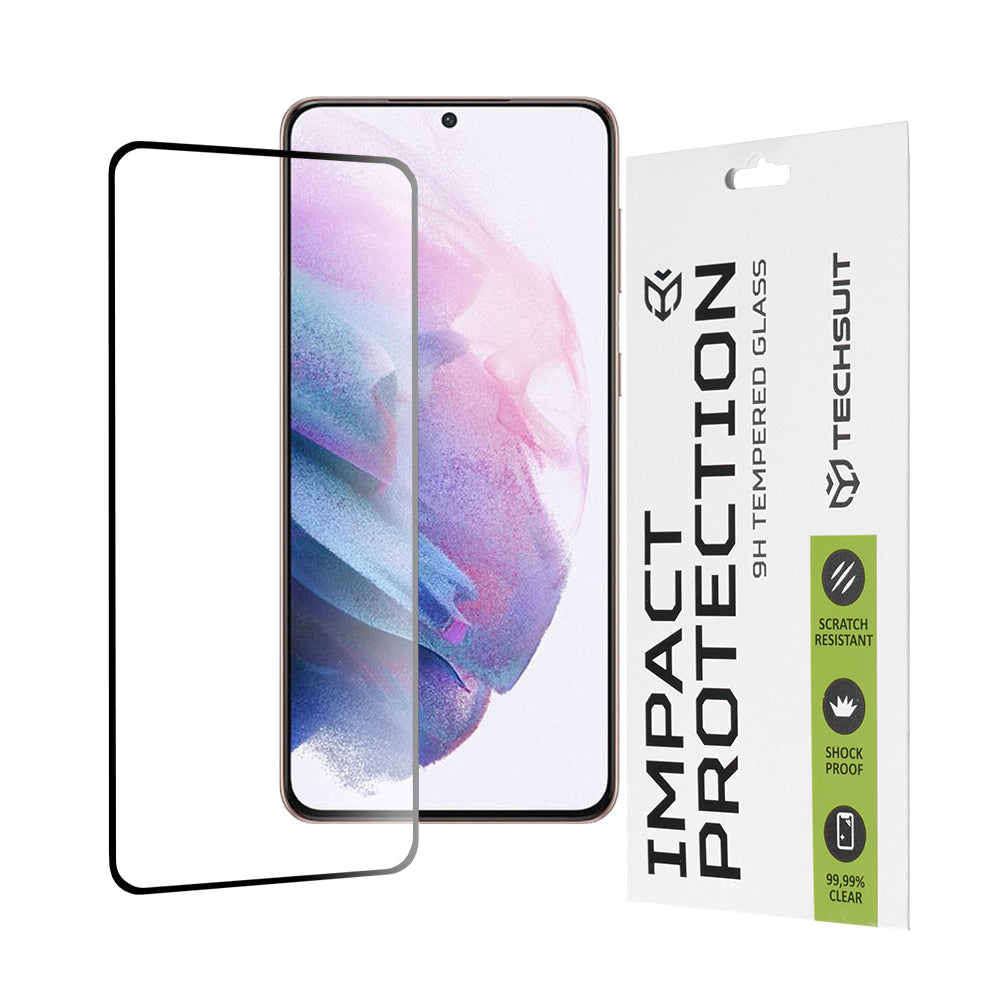 Techsuit skjermbeskyttelse for Samsung Galaxy S21+ 5G G996, Herdet glass, Full lim, 111D, Svart