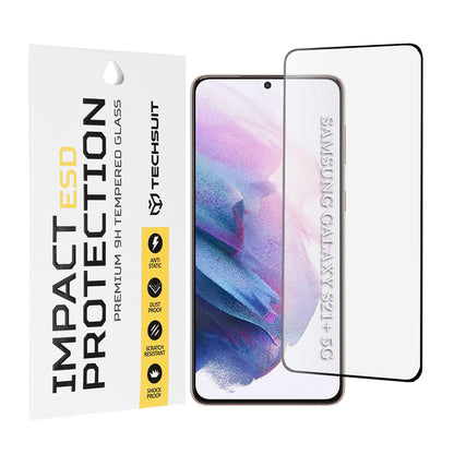 Techsuit skjermbeskyttelsesfilm for Samsung Galaxy S21+ 5G G996, Herdet glass, Full lim, Svart