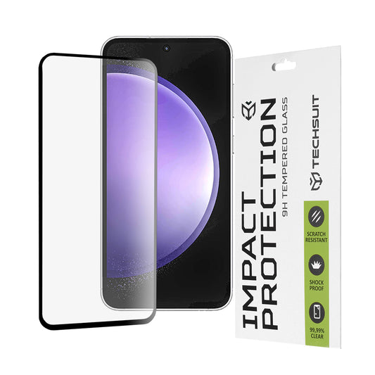 Techsuit skjermbeskyttelse for Samsung Galaxy S23 FE S711, Herdet glass, Full lim, 111D, Svart