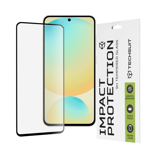 Techsuit skjermbeskyttelse for Samsung Galaxy S24 FE S721, Herdet glass, Full lim, 111D, Svart