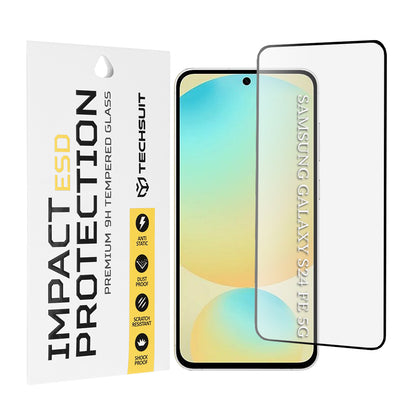Techsuit skjermbeskyttelsesfilm for Samsung Galaxy S24 FE S721, Herdet glass, Full lim, Svart