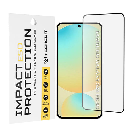 Techsuit skjermbeskyttelsesfilm for Samsung Galaxy S24 FE S721, Herdet glass, Full lim, Svart