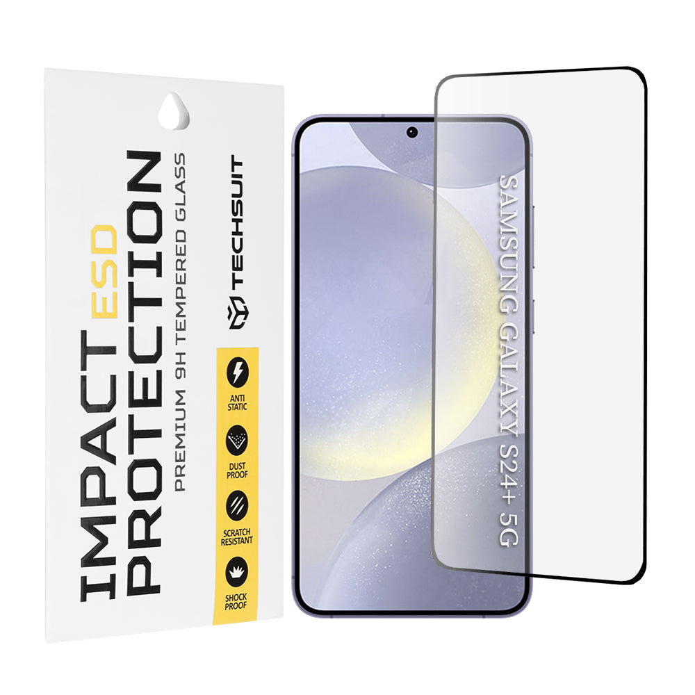 Techsuit skjermbeskyttelsesfilm for Samsung Galaxy S24+ S926, Herdet glass, Full lim, Svart