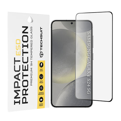 Techsuit skjermbeskyttelse for Samsung Galaxy S24 S921, Herdet glass, Full lim, Svart