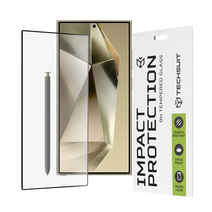 Techsuit skjermbeskyttelse for Samsung Galaxy S24 Ultra S928, Herdet glass, Full lim, 111D, Svart