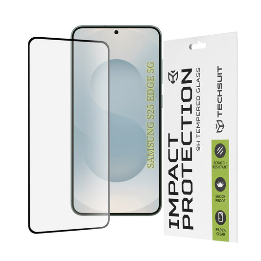 Techsuit skjermbeskyttelse for Samsung Galaxy S25 Edge S937, Herdet glass, Full lim, 111D, Svart