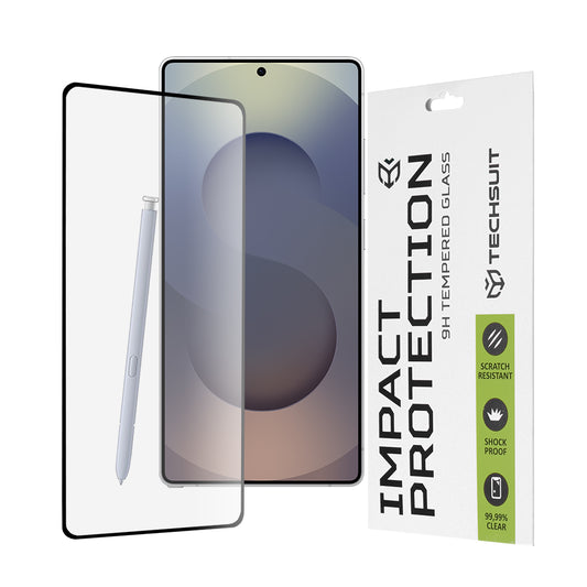 Techsuit skjermbeskyttelse for Samsung Galaxy S25 Ultra S938, Herdet glass, Full lim, 111D, Svart
