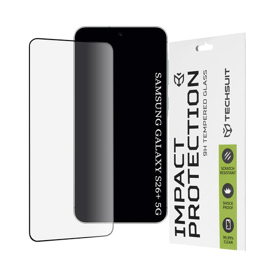 Skjermbeskyttelsesfolie Techsuit for Samsung Galaxy S26 Plus, Herdet glass, Full Glue, 111D, Svart