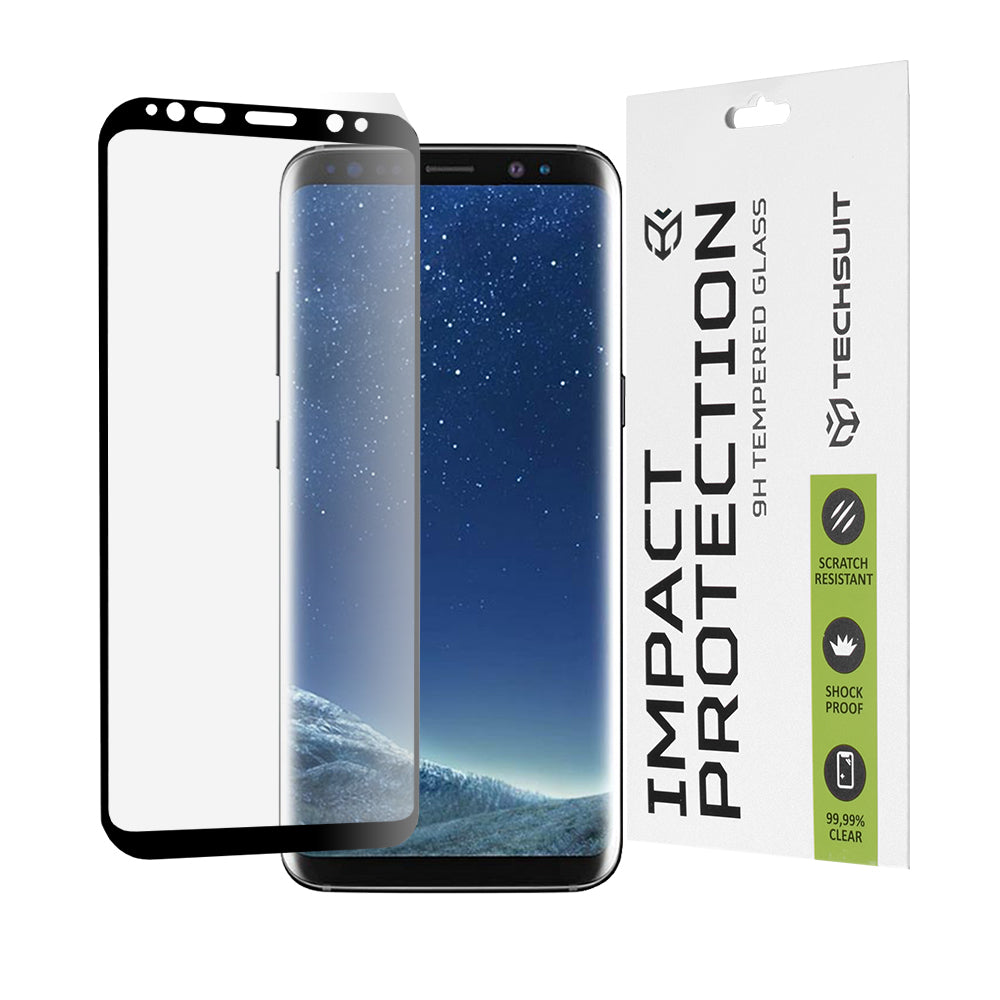 Techsuit skjermbeskyttelse for Samsung Galaxy S8 G950, Herdet glass, Full lim, 111D, Svart