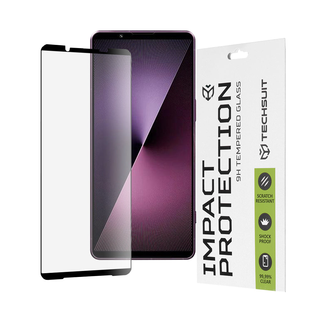 Techsuit skjermbeskyttelsesfilm for Sony Xperia 1 VII, Herdet glass, Full lim, 111D, Svart
