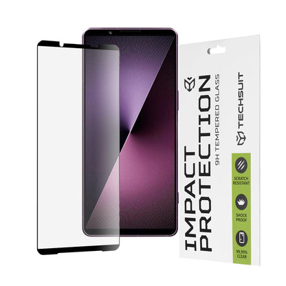Techsuit skjermbeskyttelsesfilm for Sony Xperia 1 VII, Herdet glass, Full lim, 111D, Svart