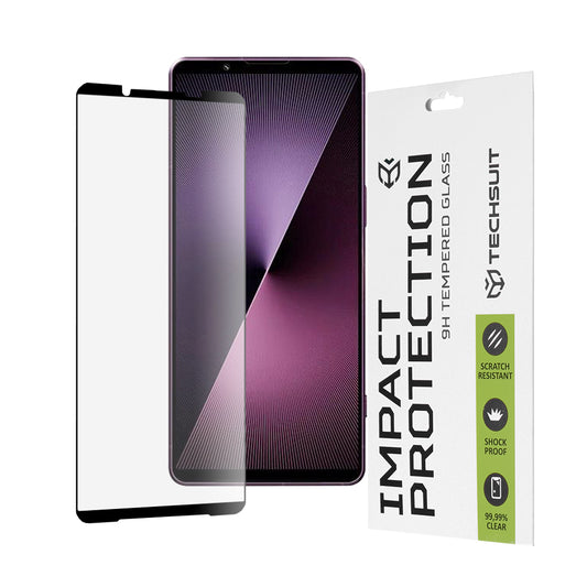 Techsuit skjermbeskyttelsesfilm for Sony Xperia 1 VII, Herdet glass, Full lim, 111D, Svart