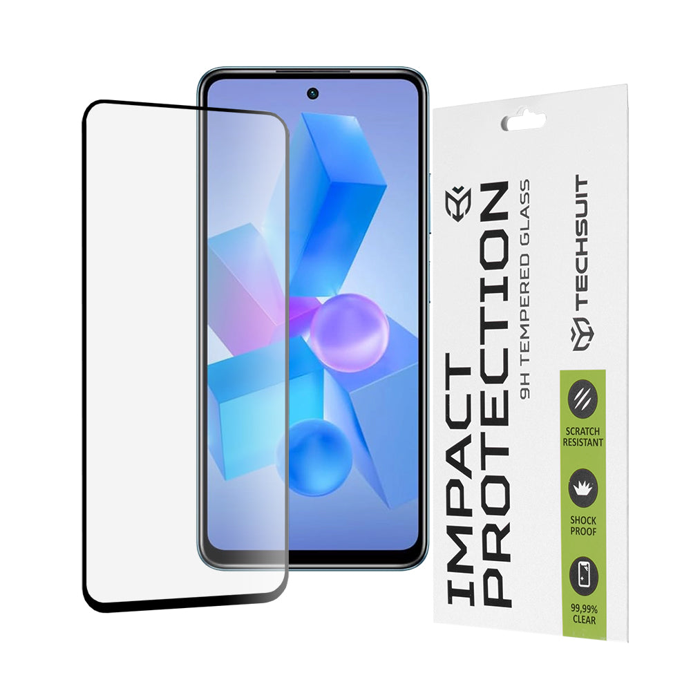 Techsuit skjermbeskyttelse for Tecno Spark 20 Pro / Pova 5 Pro / Hot 40 / Hot 40 Pro, Herdet glass, Full lim, 111D, Svart