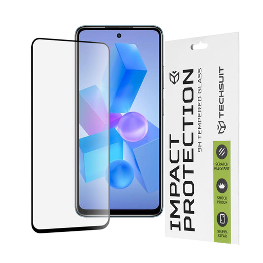 Techsuit skjermbeskyttelse for Tecno Spark 20 Pro / Pova 5 Pro / Hot 40 / Hot 40 Pro, Herdet glass, Full lim, 111D, Svart