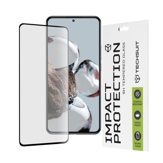 Techsuit skjermbeskyttelse for Xiaomi 12T / 12T Pro, Herdet glass, Full lim, 111D, Svart