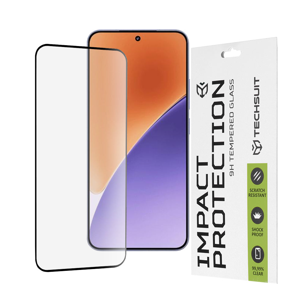 Techsuit skjermbeskyttelse for Xiaomi 15, Herdet glass, Full lim, 111D, Svart