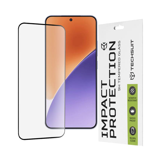 Techsuit skjermbeskyttelse for Xiaomi 15, Herdet glass, Full lim, 111D, Svart