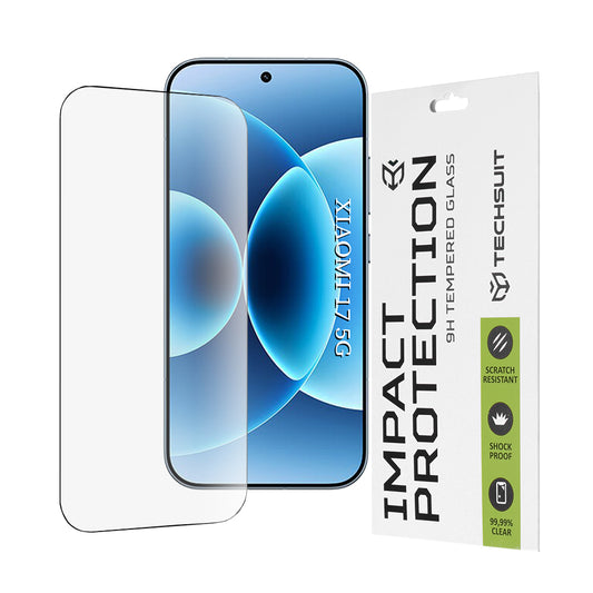 Skjermbeskytter Techsuit for Xiaomi 17, Herdet Glass, Full Glue, 111D, Svart