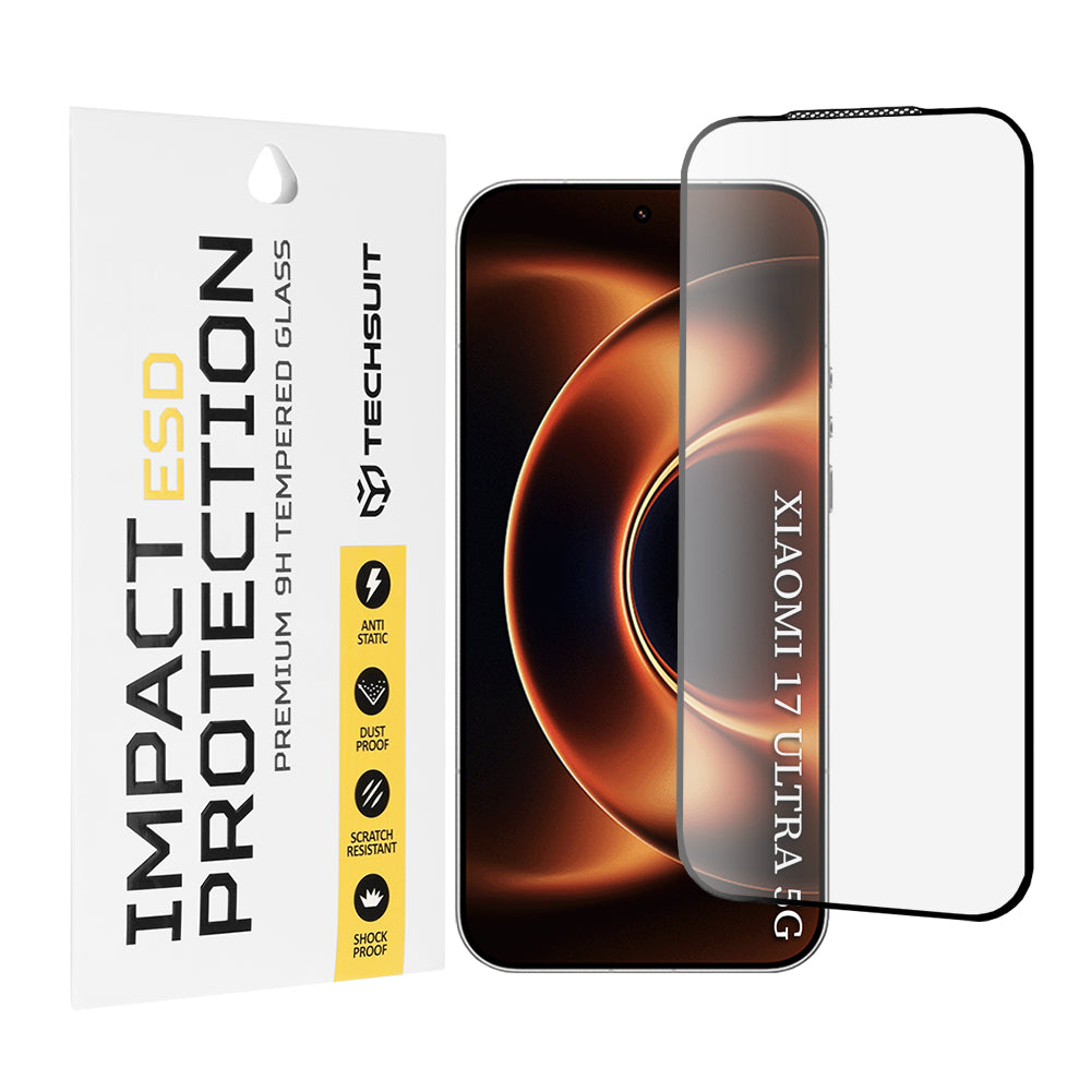 Skjermbeskyttelsesfolie Techsuit for Xiaomi 17 Ultra, Herdet glass, Full lim, Svart