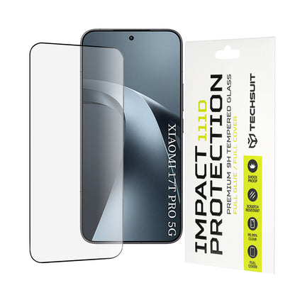 Techsuit skjermbeskyttelsesfilm for Xiaomi 17T Pro, herdet glass, full lim, 111D, svart