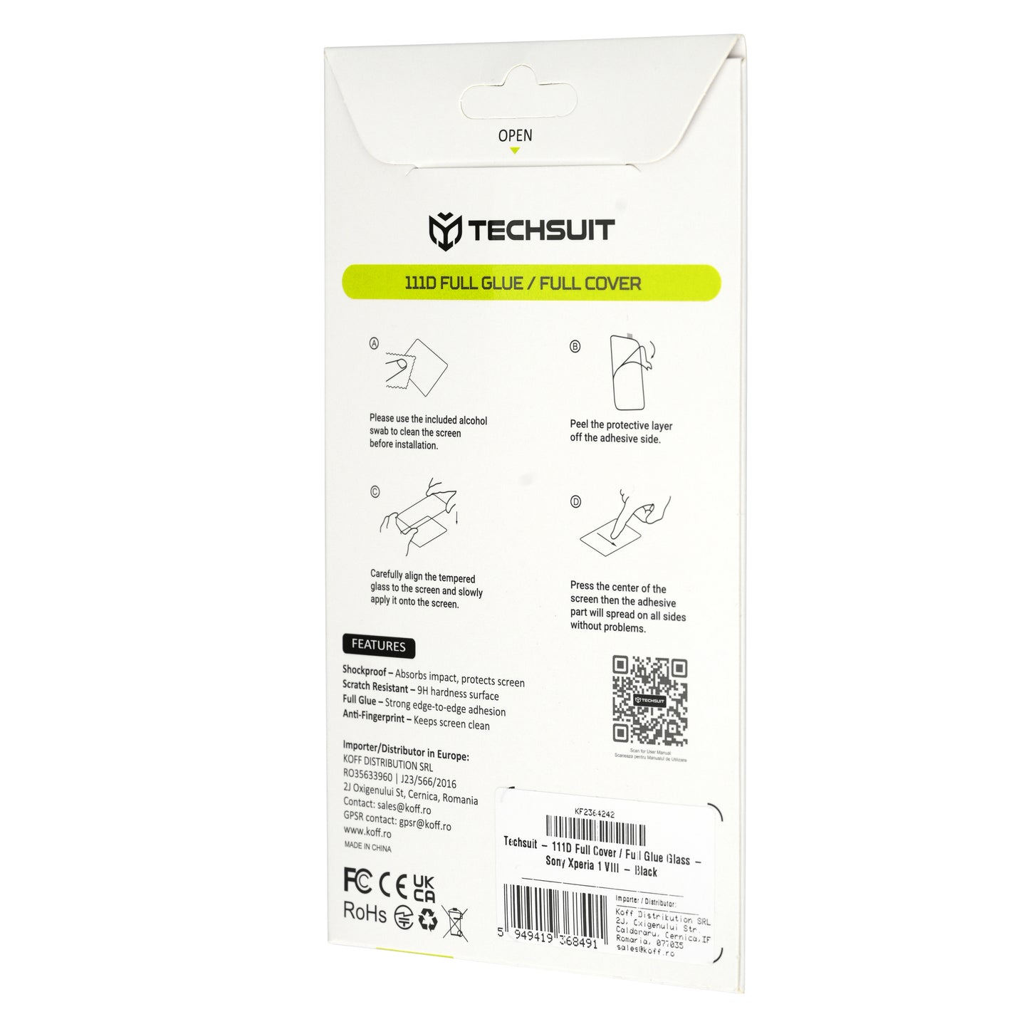 Techsuit skjermbeskyttelsesfilm for Xiaomi 17T Pro, herdet glass, full lim, 111D, svart