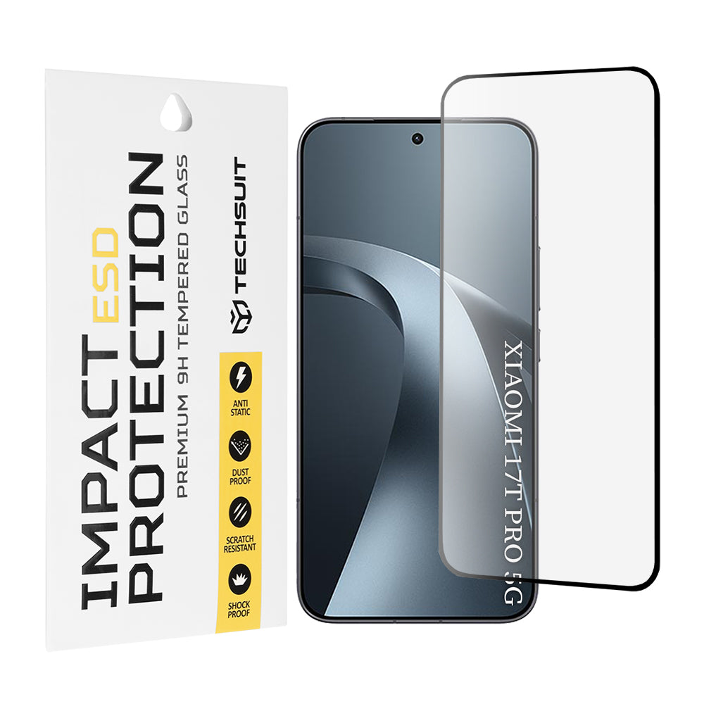 Techsuit skjermbeskyttelsesfilm for Xiaomi 17T Pro, Herdet glass, Full lim, Svart